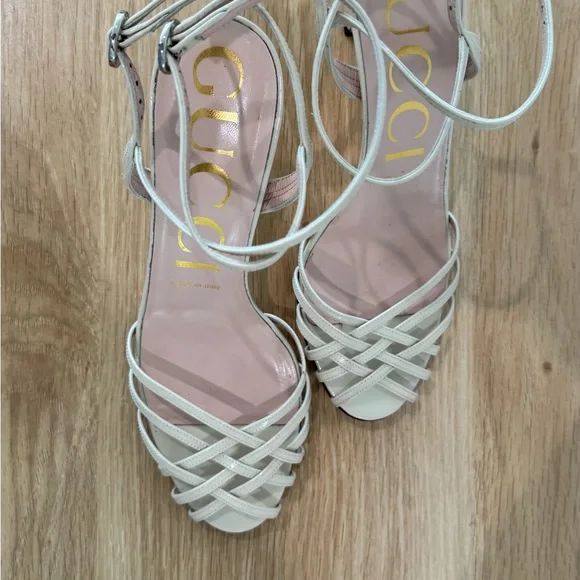 Authentic Gucci Leather Sandals Ivory Size 38 8 Women - Picture 5 of 12